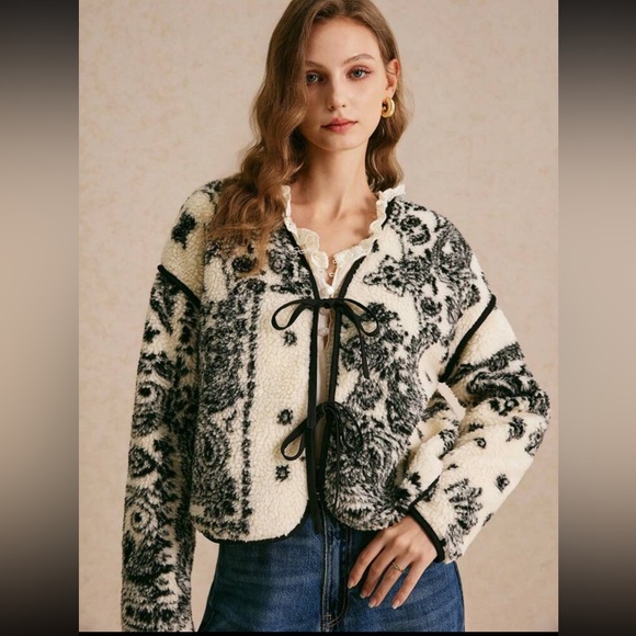 New Sherpa French tie front cardigan sweater pattern - Picture 3 of 9